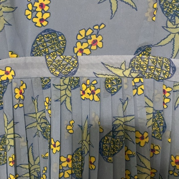 Modcloth Blue Flutter Sleeve Sundress See measurements Pineapple design pleated - Picture 13 of 14